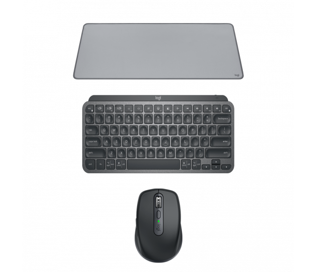 Kit Logitech Performance Mouse + Teclado + Mouse Pad - Grafite e Cinza