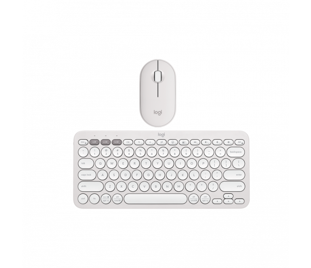 Mouse Sem Fio Logitech Pebble Mouse 2 M350s Branco + Teclado sem fio Logitech Pebble Keys 2 K380s - Branco