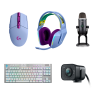 Kit Logitech G Super Hype Mouse + Teclado + Headset + Webcam - Lilás e Branco - 1