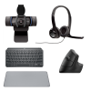 Kit Logitech Healthy Mouse + Teclado + Mouse Pad + Headset + Webcam - Grafite e Cinza - 1