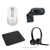 Kit Logitech Essencial Mouse + Mousepad + Headset + Webcam - Grafite e Branco - 1